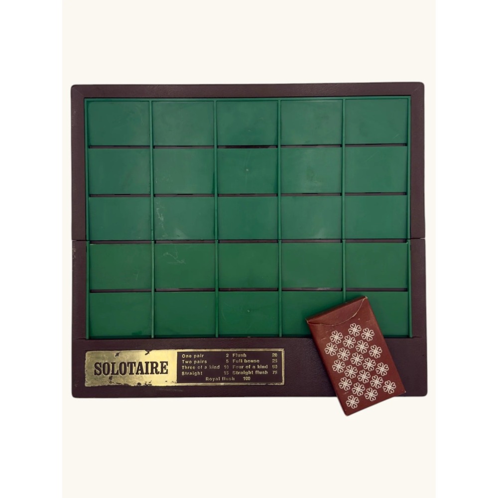 Vintage Milton Bradley Solotaire Folding Board Game 1970s Poker Solitaire Retro